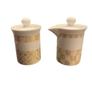 Dansk Checkar Beige Cream And Sugar Set